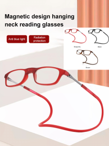 🥳Big Discount 🥳Neck Fashion Highres Magnetic Glasses New Foldable Magnetic Reading Glasses With Neck Strap HD Resin Lens For Men Women Lightweight Blue Light Blocking Magnifier Glasses Magnetic Reading Glasses Presbyopia Relief Glasses
