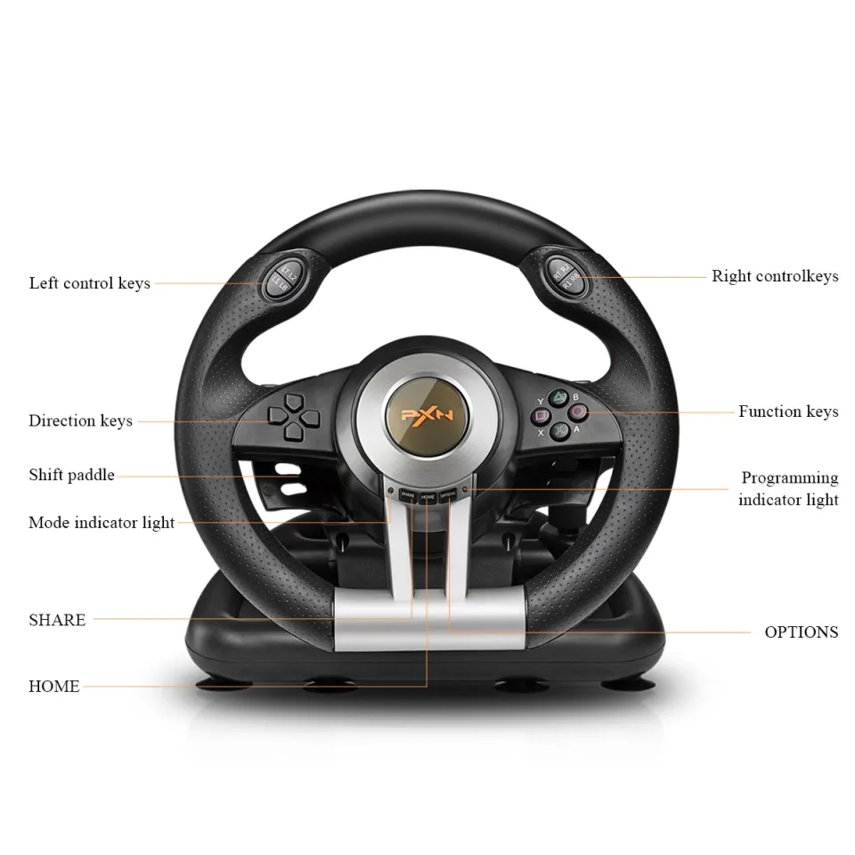 GSE PXN V3II Game Steering Wheel, USB Wired Dual Motors Vibration Wheel 180  Degree, Steering for