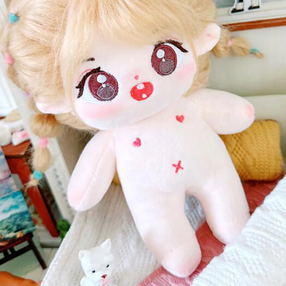 20cm Stuffed Naked Doll No Attribute DIY Hairstyles Big Eyes Cute Doll  Plushies Pretend Toy Unfinished Cotton Dress-Up Toy Cartoon Girl Doll Kids  Toy Gift