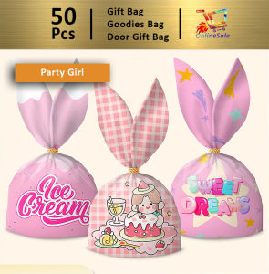 Gift Bag 50pcs Goodies Bag Door Gift Birthday School Party (72) Rabbit Goodies Bag Doorgift Snacks Packaging Party Space Plastic Beg(4/3 in1)