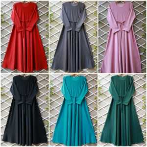 Gamis Mayung Bawah Lebar 4 Meter Klok Payung Polos Bahan Crepe Aneka Warna Model Gamis 2024 Terbaru