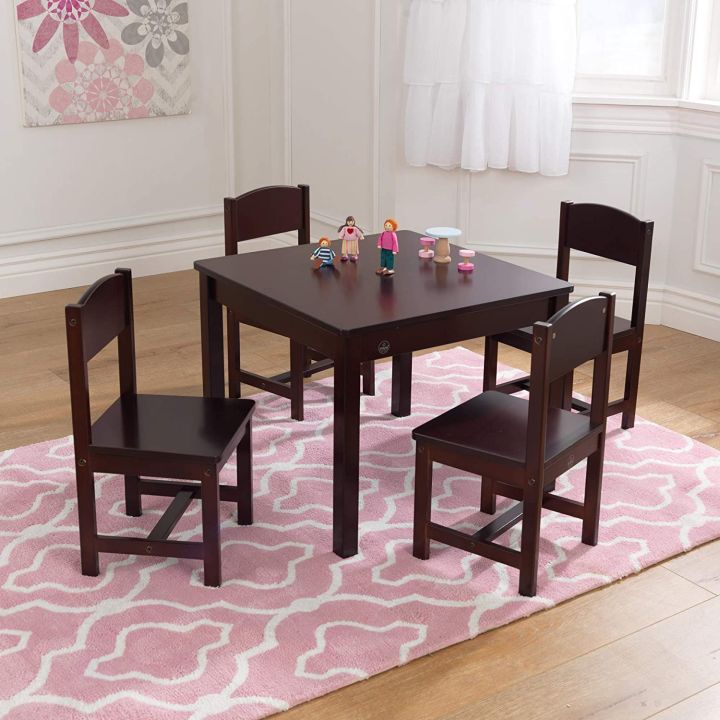 KidKraft Wooden Wood Farmhouse Kids Children Child Table & 4 Chairs Set ...