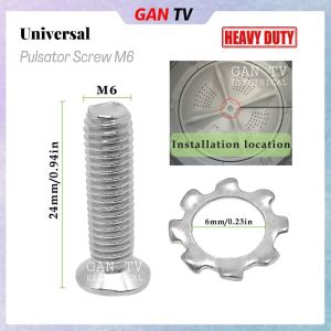 Heavy Duty Universal Washing Machine Pulsator Screw Stainless Steel Clutch Skru 24mm*6mm M6 GANTV