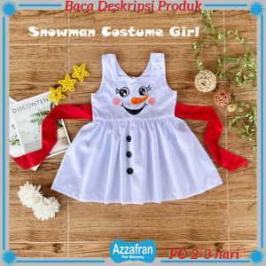 Snowman Costume Girl | Dress Anak Perempuan & Dewasa | Baju Santai Unik Katun Toyobo Terbaru Murah
