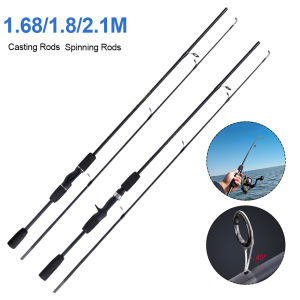 LF Portable Fishing Rod 1.6/1.8/2.1m Carbon Fiber Lightweight Spinning Rods Baitcasting Rods EVA Grip Freshwater Saltwater Tackle