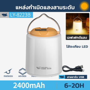 EOSM ไฟตะเกียงแค้มปิ้ง LED ไฟแคมป์ปิ้ง 20ชั่วโมง ย้อนยุค 2400mAh Type-C โคมไฟ LED แบบพกพา กันน้ำ ชาร์จไฟได้ หรี่แสงได้3ระดับ สําหรับตั้งแคมป์ เดินป่า