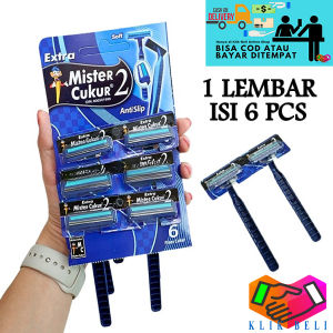 Klik-Beli PROMO 1 LEMBAR ISI 6 PCS Mister Cukur 2 Mata Pisau Cukuran Kumis Jenggot Men Disposable Razor