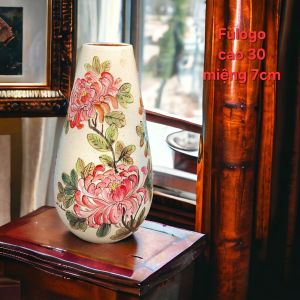 ống vẽ loe chân bình cắm hoa bát tràng góm sứ fulogo