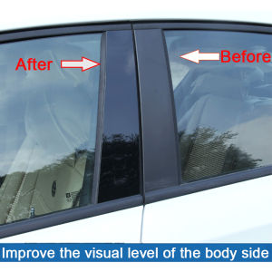 6PCS Glossy Black & Carbon Fiber Car Window Center Door Column B C BC Pillar Post Cover Trim for Honda Civic 10th Generation Sedan FC 2016 2017 2018 2019 2020 2021 Mirror Effect PC Material Not Just Sticker Styling Accessories