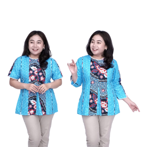 Putri Nasya Blouse Batik Big Size Wanita Atasan Batik Jumbo Pakaian Atasan Model Blus Jumbo Seragam Kerja Batik / Pakaian Kekinian L-XL-2L-3L-4L-5L-6L-7L / Pakaian Batik Katun Kantor Formal Wanita / Baju Batik Wanita Super Bigsize Terbaru Modern Terkini