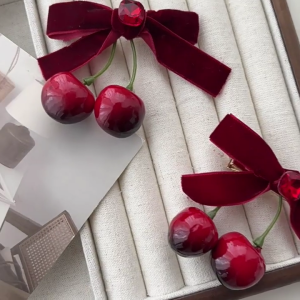 1pc/2pcs Bowknot&Cherry Shape Hairpins Girls Punk Harajuku Hair Clip Carnival Ponytail Hair Clip with for Woman Bangs