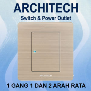 ARCHITECH PLATINUM B9-K1B ROSE GOLD Sakelar/Saklar/CETEK 1 Gang 2Arah LED
