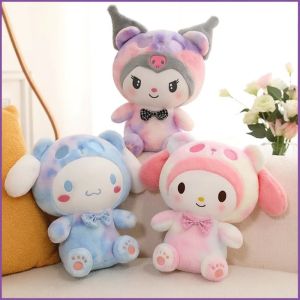 25cm Sanrio Plush Doll with Rainbow Color - Melody Kuromi Cinnamoroll Characters for Kids as Birthday Gift
