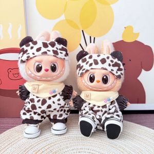 XUECHUANGYING Cow  Dolls Cloth Chocolate Milk Handmade Sitting  Time Cloth Trim Collection Dimoo Plush Dolls Clothes Cotton Doll Accessories