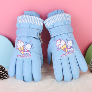 Children Ski Gloves Winter Warm Cartoon Girls Students Outdoor Riding Waterproof Windproof Thickened Cold-Proof Play Snow