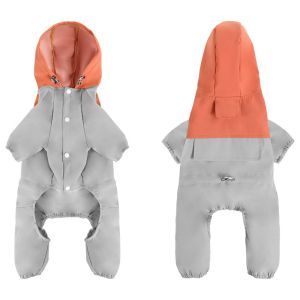 OUTOPEN Reflective Dog Raincoat Breathable Waterproof Assault Suit Fashion Four Legged Pet Hooded Clothes Outdoor