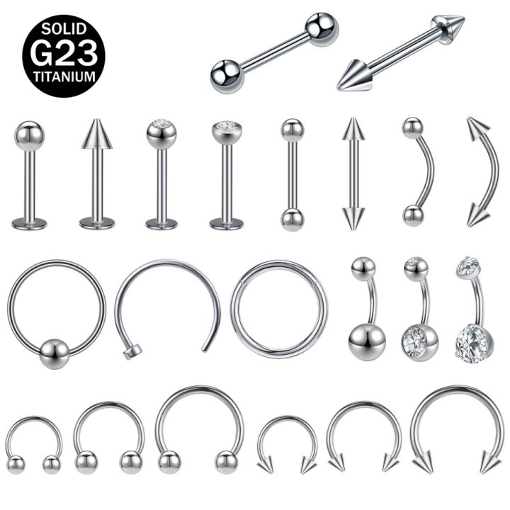 ZS 1 PC Titanium Steel Septum Clicker Piercings Belly Ring 16G Lip ...