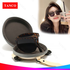 TANCO 1645Y Fashion Women Foldable Sunglasses for Shopping and Traveling Elastic Frame with Round Bag Anti-Glare UV400 HD Lens Hot Sale Korean Style Eyewear
