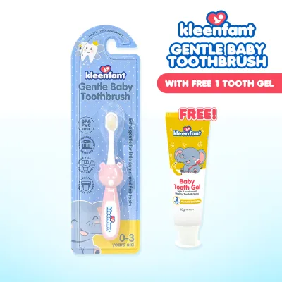Kleenfant Baby Toothbrush Ultra Soft Bristles BPA-Free w/ Tongue Cleaner | Buy 1 Get 1 Tooth Gel