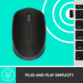 Logitech M170 Wireless Mouse, 2.4 GHz with USB Nano Receiver, Optical Tracking, 12-Months Battery Life, Ambidextrous, PC. 