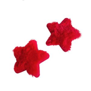 YOCKY 1pair Red Color Plush Star Hair Clips Barrettes Waterdrop New Year Hairpins Sweet Hair Accessories Star Duckbill Clips Girls/Children