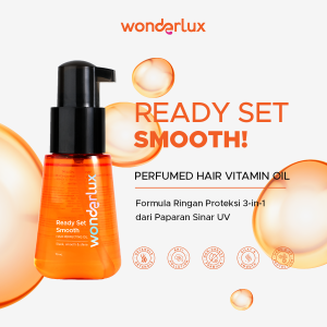 WONDERLUX Ready Set Smooth Hair Oil 75ml Anti Frizz Rambut Kering Kusut Halus Berkilau Heat UV Pollution Protection