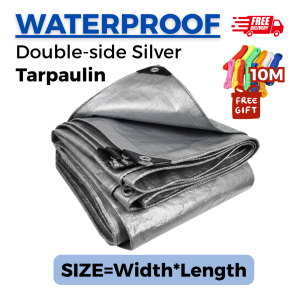 Heavy Duty Waterproof Tarpaulin Premium Silver Japan Tarp with Rope Heat-Sealed Edges Reinforced Triangle Corners for Truck Camping Roof Outdoor Cover