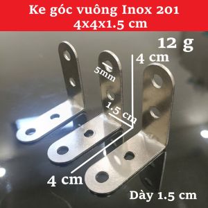 Ke Góc Vuông Inox 201 (4x4x1.5 cm) - (Dày 1.5mm) (12g) Chống Gỉ Lắp Đặt Nội Thất Phòng Bếp Nhà Tắm
