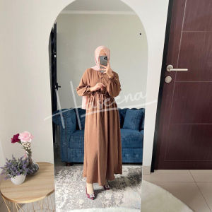 Haseena Gamis Ameera Raindrop Serut Pinggang | Dress Wanita Polos Busui Friendly