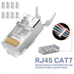 CAT7 Gold-Plated RJ45 Modular Plug Network Ethernet Cable (8pcs)
