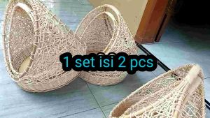 keranjang rotan model cincin ( keong ) isi 2 bahan rotan kasar