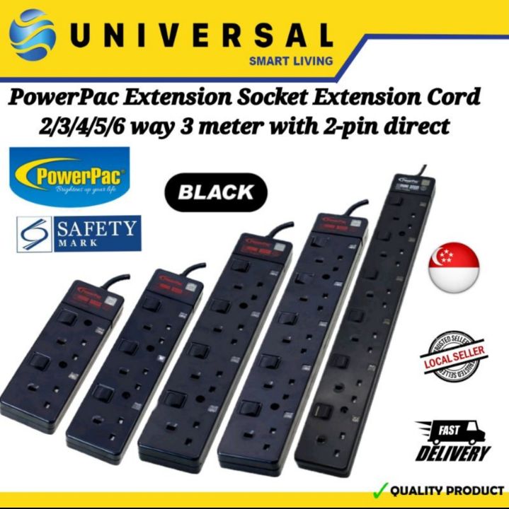 [SG SHOP SELLER] PowerPac Extension Socket Extension Cord 2/3/4/5/6 Way ...