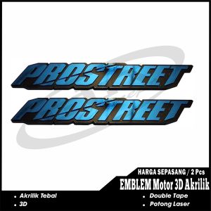 2pc Emblem Logo PROSTREET Timbul Motor 3D Akrilik Variasi Modip