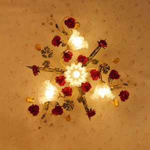 New rural ceiling lamp American country living room lamp girl Princess Room romantic rose wedding room warm bedroom lamp