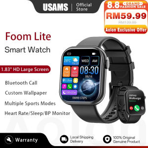 USAMS FOOM Lite IP68 Waterproof 1.83" Screen Battery Life 5-7 Days HD Screen Real-Time Reminders For Health Monitoring Sports Smart Watch