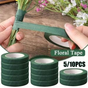 5-10 Rolls Bouquet Floral Stem Tapes Green Self-Adhesive Tapes Florist Flower Wrapping Tape Wedding Party DIY Deco