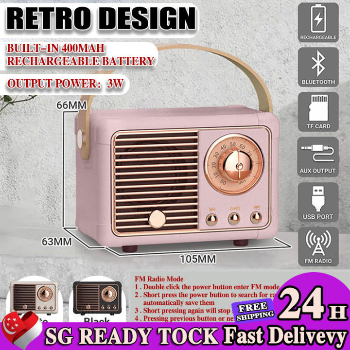 【SG Local Stocks】Retro Portable Wireless Bluetooth Speaker Vintage ...
