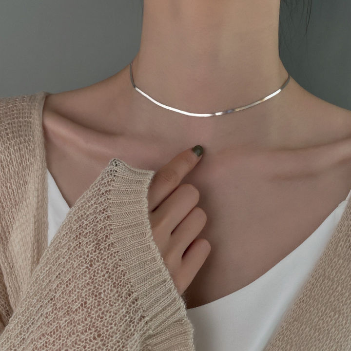 925 Sterling Silver Clavicle Chain Necklace For Women Snake Bone Chain  Charm Choker Boho Fashion Jewelry Gift Trendy Accessories Lazada PH