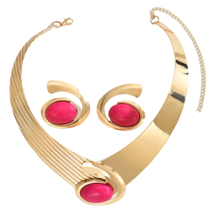 Trendy Matching Necklace Earrings Set Abstract Geometry Patterns Lightweight Accessories For Versatile Styling