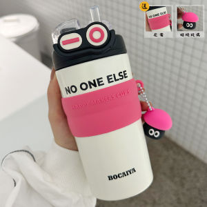 500ML Cup Mug Girls Large Capacity And High Value Straw Cups Portable Stainless Steel Coffee Cups