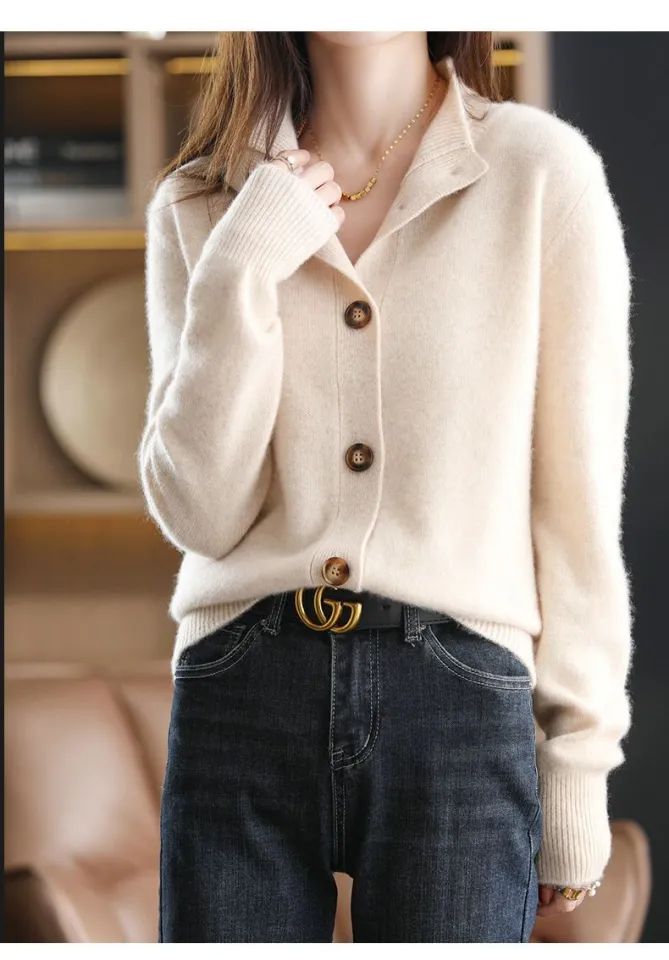 Sweater for Women Plus Size Autumn and Winter Korean Ladies Knitted  Cardigans New Korean Style Standing Collar Tops