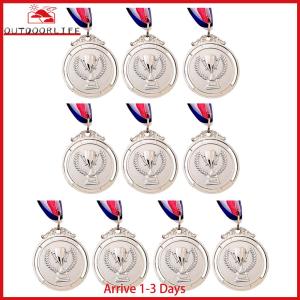10pcs Gold/Silver/Bronze Medal Medal Rewards พร้อมรางวัลการแข่งขัน Ribbon Medals Medals รูปแบบถ้วยรางวัลสำหรับเกมกีฬา