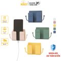 Giá đỡ dán tường để remote, sạc điện thoại có móc treo dây sạc, chìa khóa gọn gàng HAKY004, keo dán chắc, chịu lực 2kg. 