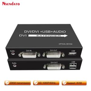 20km DVI Optical USB KVM Extender Over Fiber Optic By SC DVI To USB KVM Optical Monitor Extender Support Keyboard Mouse TV PC