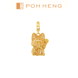 Poh Heng Jewellery 22K Fortune Cat Pendant in Yellow Gold [Price By Weight]