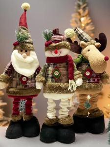 Cây Giáng Sinh Mới Vintage Bông Tuyết Kẻ Sọc Vải Co Giãn Búp Bê Trang Trí Khách Sạn Trung Tâm Thương Mại