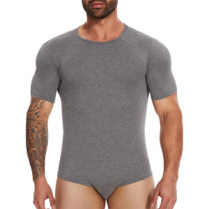 ZEEMIN Christmas and Halloween gifts Mens Short Sleeve Bodysuit Shapewear Button Crotch Lightweight Viscose Tank Top Soft Breathable Summer Casual Romper Pajamas