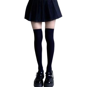 Women Teen Japanese Anime JK Girl Colorful Opaque Thigh High Stockings Aesthetic Thin Silk Over Knee Long Socks Hosiery