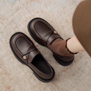 Free Shipping Versatile Preppy-Style Women’S Loafers New Autumn Collection Shallow-Toe Thick-Soled Flats