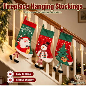 Vixplorn Festive Xmas Hanging Stocking Gift Pouch Santa Bear Reindeer Snowman Tree Pattern Christmas Tree Home Holiday Ornament